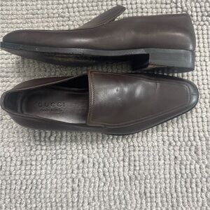 Gucci Men's Dark Brown Leather Slip-On Loafers